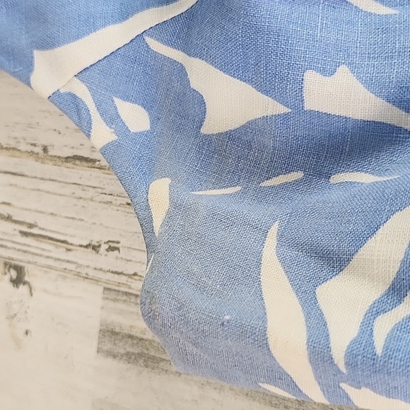 Lauren Ralph Lauren linen blue white sleeveless pleated lined dress Size 10 FLAW - Picture 13 of 14